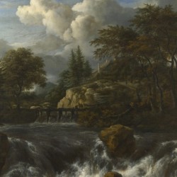 A Waterfall in a Rocky Landscape